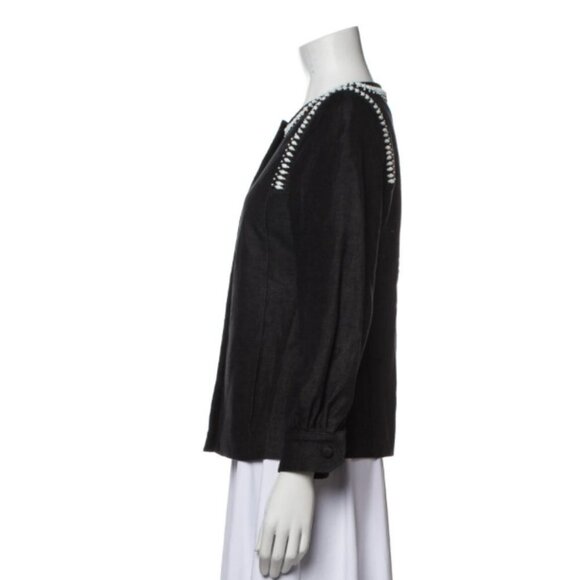 Emilio Pucci Dark Blue Shell Beaded Designer Evening Linen Jacket size 12 - Picture 8 of 11